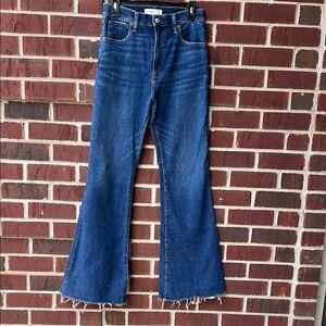 Blue Flare Wide Leg Jeans with High Waist